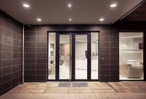 Hotel Building Entrance ceramic tile floor and walls