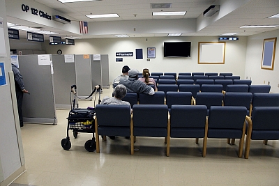 Uncrowded waiting room in a community hospital.